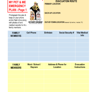 PET DISASTER PLAN WORKSHEETS