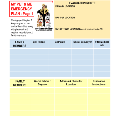 PET DISASTER PLAN WORKSHEETS