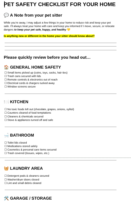 Keeping Your Pets Safe – A Pet Sitter’s Checklist for Clients