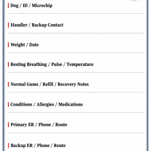 Working Dog Record & Deployment Log